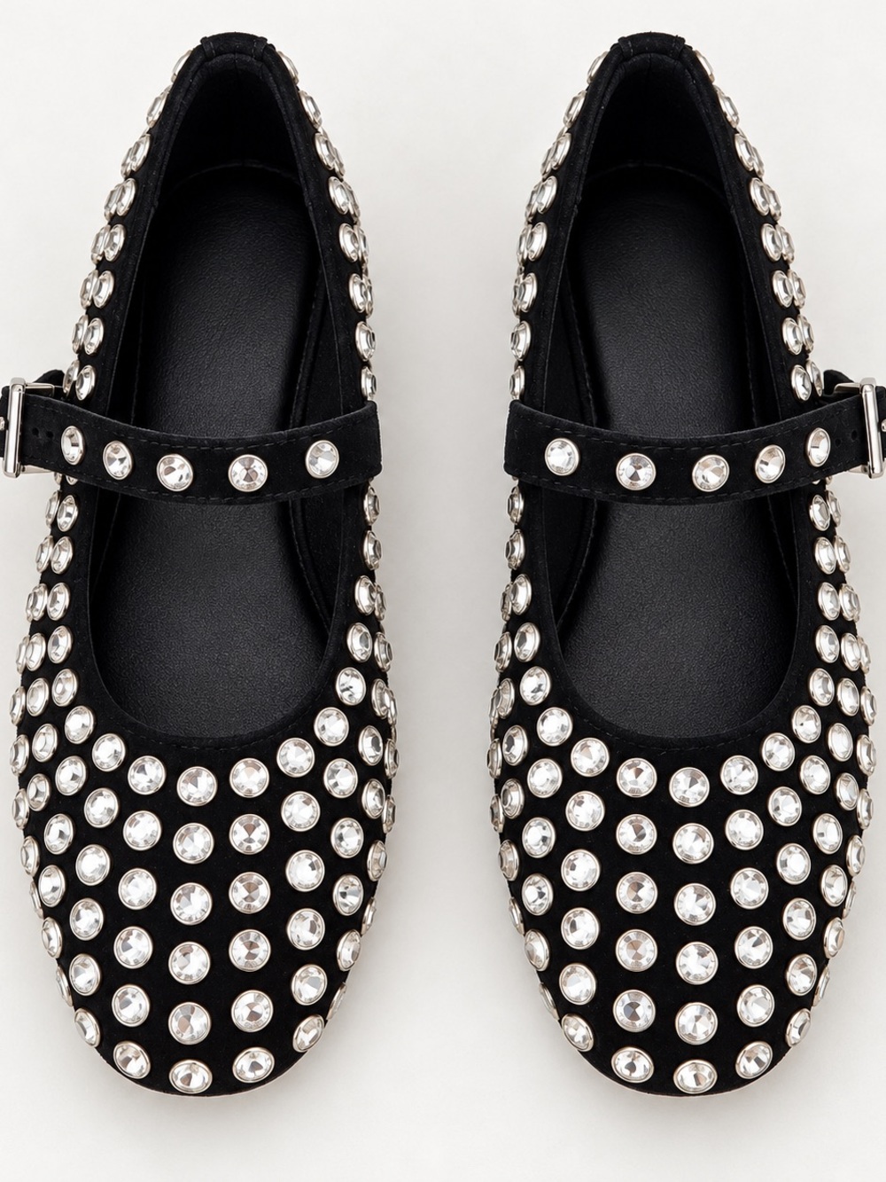 Girls Black Rhinestone Mary Jane Flats Size 13 Kids NWOT